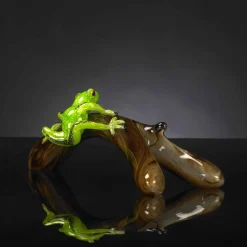 Viadurini Living Deko Artikel Und Wohnaccessoires-Froschförmige Statue auf Ast aus farbigem Glas Made in Italy - Froggy