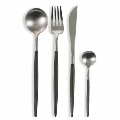 Viadurini Kitchen Besteck Set-Full-Service-Besteck aus schwarzem Stahl Modernes Design 24 Stück - Calamo1
