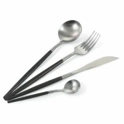 Viadurini Kitchen Besteck Set-Full-Service-Besteck aus schwarzem Stahl Modernes Design 24 Stück - Calamo1