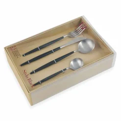 Viadurini Kitchen Besteck Set-Full-Service-Besteck aus schwarzem Stahl Modernes Design 24 Stück - Calamo1
