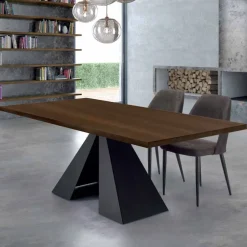 Viadurini Living Esstische-Furnierter Esstisch mit Stahlgestell, hergestellt in Italien – Dalmatiner