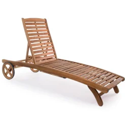 Viadurini in the Garden Sonnenliegen-Garten Chaiselongue aus Holz mit Designrädern für den Außenbereich - Roxen