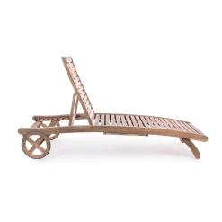 Viadurini in the Garden Sonnenliegen-Garten Chaiselongue aus Holz mit Designrädern für den Außenbereich - Roxen
