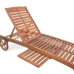 Viadurini in the Garden Sonnenliegen-Garten Chaiselongue aus Holz mit Designrädern für den Außenbereich - Roxen