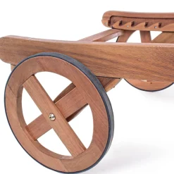 Viadurini in the Garden Sonnenliegen-Garten Chaiselongue aus Holz mit Designrädern für den Außenbereich - Roxen