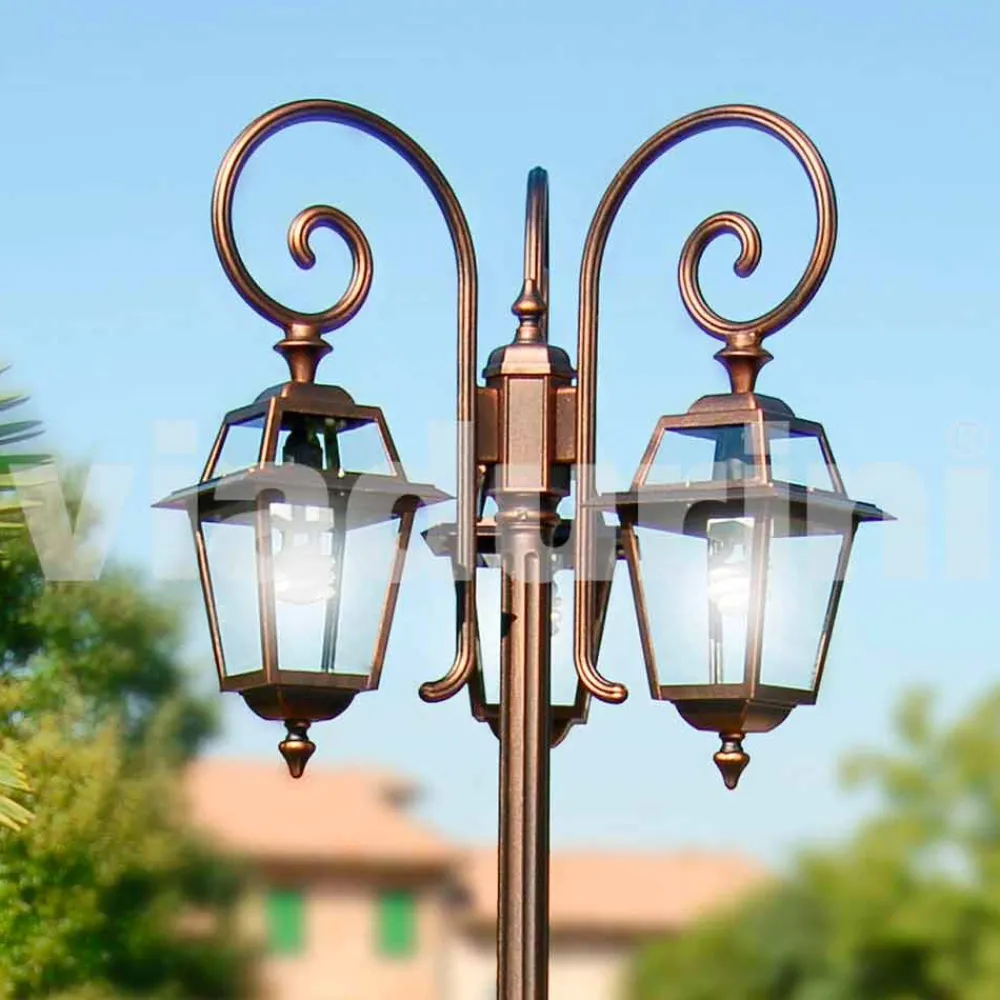 Viadurini Lighting Gartenlampion-Garten drei Lichter Laternenpfahl aus Aluminium, hergestellt in Italien, Kristel