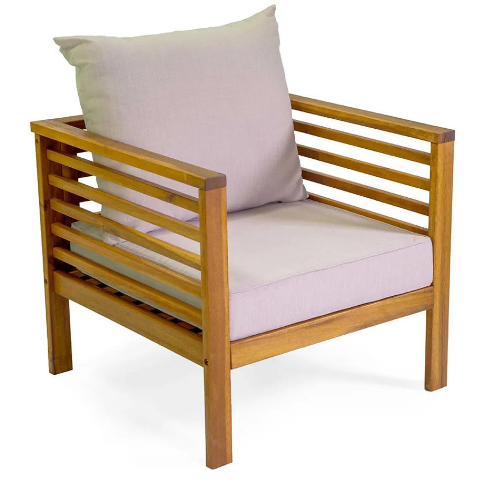 Viadurini in the Garden Garten Lounge Set-Garten Lounge Set aus geöltem Akazienholz Naturfarbe - Technisch