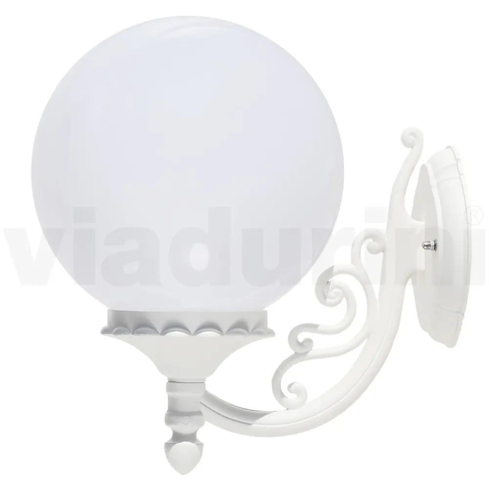 Viadurini Lighting Garten-Wandlampen-Gartenapplikation aus weißem Aluminium mit Opalkugel - Trovabianco