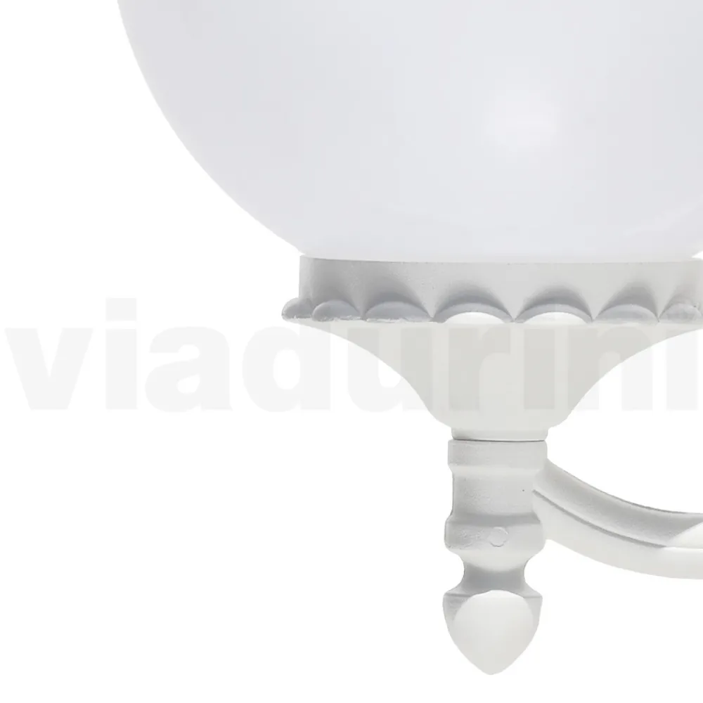 Viadurini Lighting Garten-Wandlampen-Gartenapplikation aus weißem Aluminium mit Opalkugel - Trovabianco