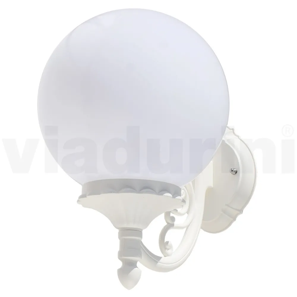 Viadurini Lighting Garten-Wandlampen-Gartenapplikation aus weißem Aluminium mit Opalkugel - Trovabianco