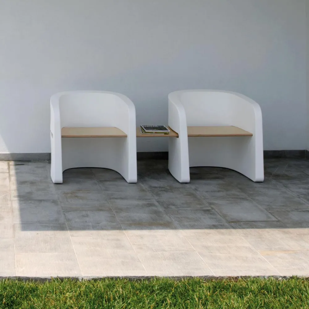 Viadurini in the Garden Gartenbänke-Gartenbank aus Polyethylen und Birkenholz Made in Italy - Talula