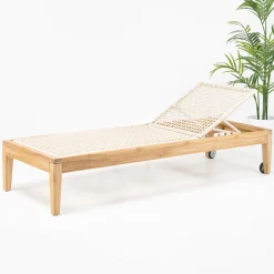 Viadurini in the Garden Sonnenliegen-Gartenbett aus Teakholz und Seilgeflecht - Jhon