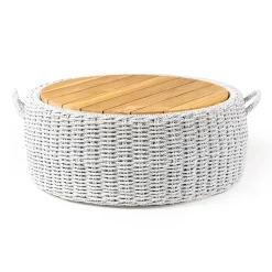 Viadurini in the Garden Garten Beistelltisch-Gartencontainertisch aus Teakholz und Seilgeflecht - Arjuna