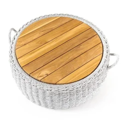 Viadurini in the Garden Garten Beistelltisch-Gartencontainertisch aus Teakholz und Seilgeflecht - Arjuna