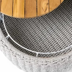 Viadurini in the Garden Garten Beistelltisch-Gartencontainertisch aus Teakholz und Seilgeflecht - Arjuna