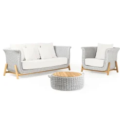 Viadurini in the Garden Garten Beistelltisch-Gartencontainertisch aus Teakholz und Seilgeflecht - Arjuna