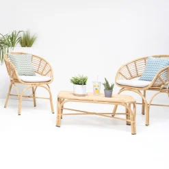 Viadurini in the Garden Garten Beistelltisch-Garten-Couchtisch aus Aluminium- und Polyrattan-Geflecht - Ellide