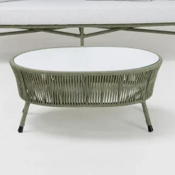 Viadurini in the Garden Garten Beistelltisch-Garten-Couchtisch aus Aluminium, geflochtenem Seil und Glas - Asteria