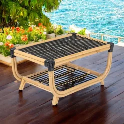 Viadurini in the Garden Garten Beistelltisch-Garten-Couchtisch aus handgewebtem natürlichem Rattan - Catelyn