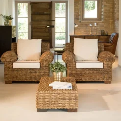 Viadurini in the Garden Garten Beistelltisch-Garten-Couchtisch aus natürlicher Abaca-Faser - Lagertha