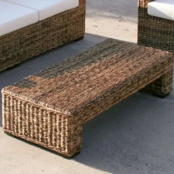 Viadurini in the Garden Garten Beistelltisch-Garten-Couchtisch mit natürlicher Bananenflechtstruktur - Dish