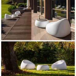 Viadurini in the Garden Garten Beistelltisch-Garten-Couchtisch mit runder Platte aus Polyethylen Made in Italy - Tibaldo