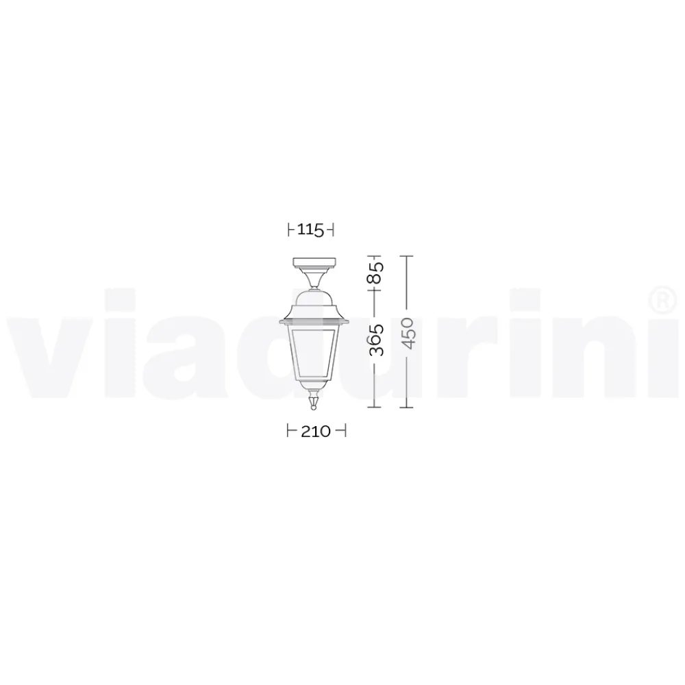 Viadurini Lighting Pendelleuchten Vintage-Gartendeckenleuchte aus Aluminium, hergestellt in Italien, Aquilina