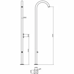 Viadurini in the Garden Gartendusche-Gartendusche aus verchromtem Edelstahl mit Fußwaschung Made in Italy - Marlen