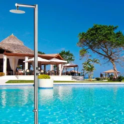 Viadurini in the Garden Gartendusche-Gartendusche aus verchromtem Edelstahl mit Fußwaschmaschine Made in Italy - Modeo