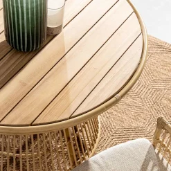 Viadurini in the Garden Gartentische Aus Teakholz-Garten-Esstisch aus Aluminium und Teakholzplatte-Svlk – Matter