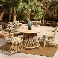 Viadurini in the Garden Gartentische Aus Teakholz-Garten-Esstisch aus Aluminium und Teakholzplatte-Svlk – Matter