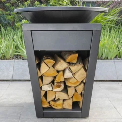 Viadurini in the Garden Holzofengrill-Gartengrill mit Feuerbetrieb, Kochplatte und Holzhalterung - Ferran