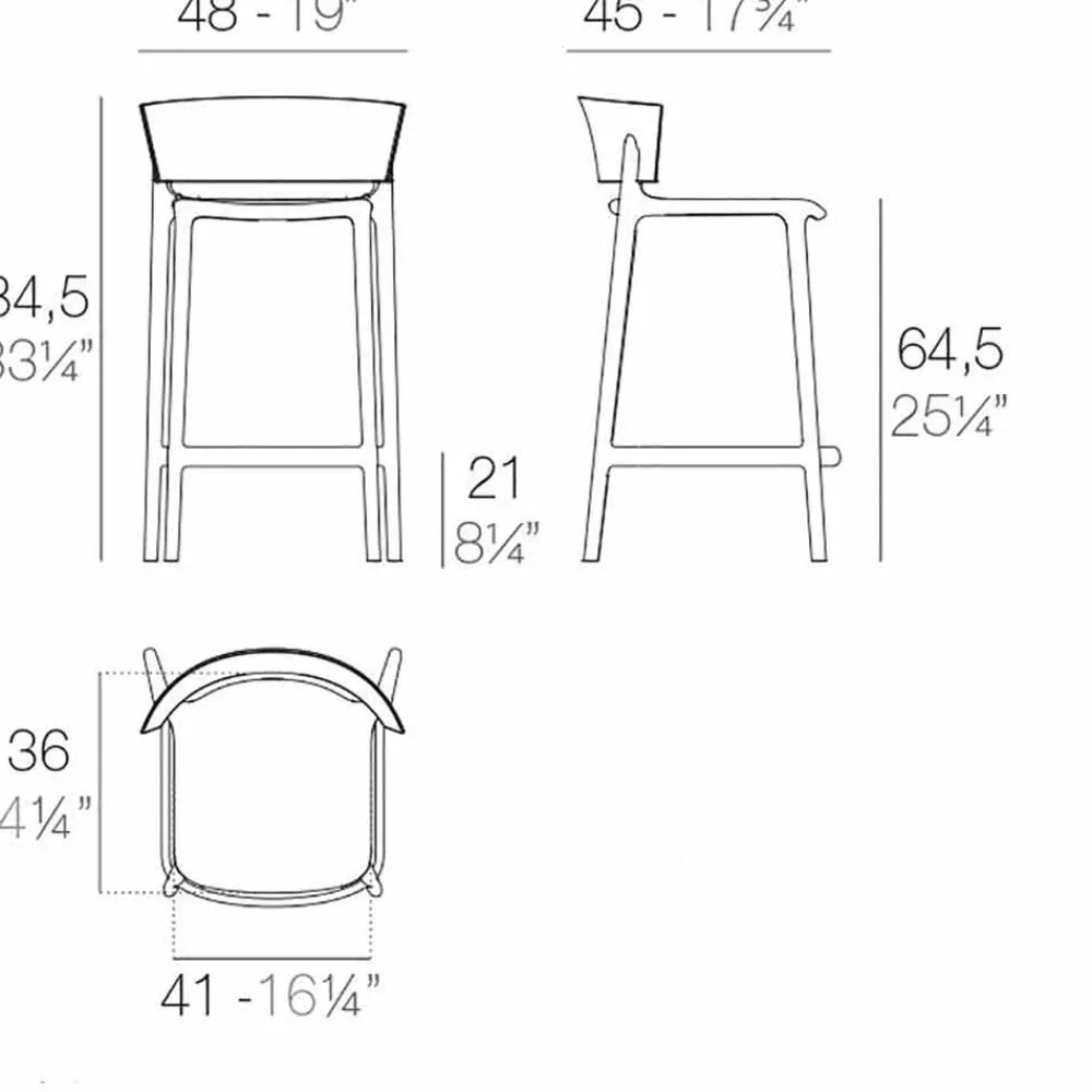Vondom Outdoor Hocker-Gartenhocker Africa von Vondm, H 85 aus Polypropylen und Glasfaser, 4 Stück