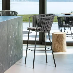 Viadurini in the Garden Outdoor Hocker-Gartenhocker aus Edelstahl und Seilrückenlehne - Luxura