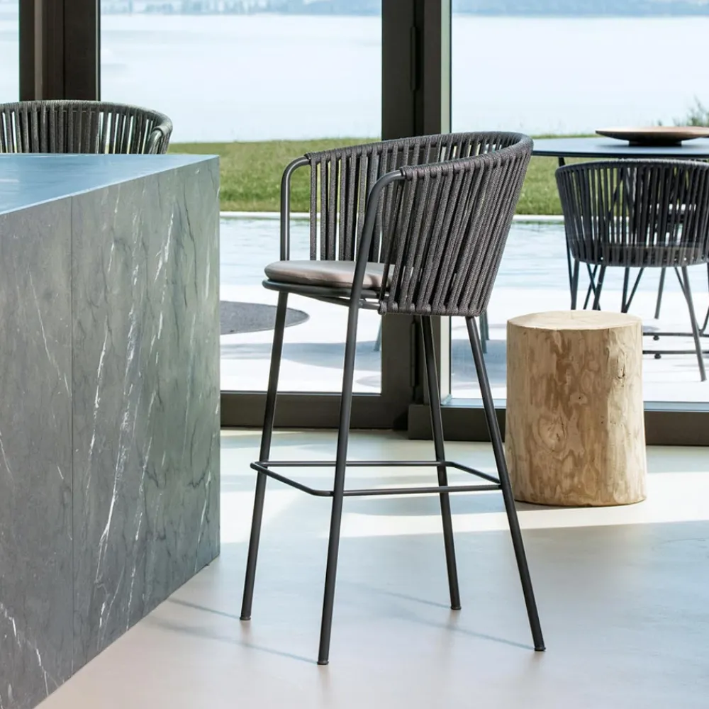 Viadurini in the Garden Outdoor Hocker-Gartenhocker aus Edelstahl und Seilrückenlehne - Luxura