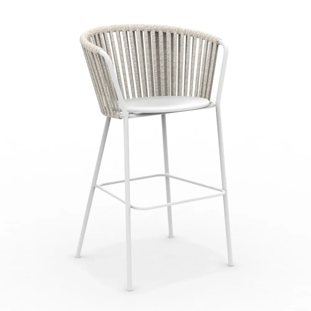 Viadurini in the Garden Outdoor Hocker-Gartenhocker aus Edelstahl und Seilrückenlehne - Luxura