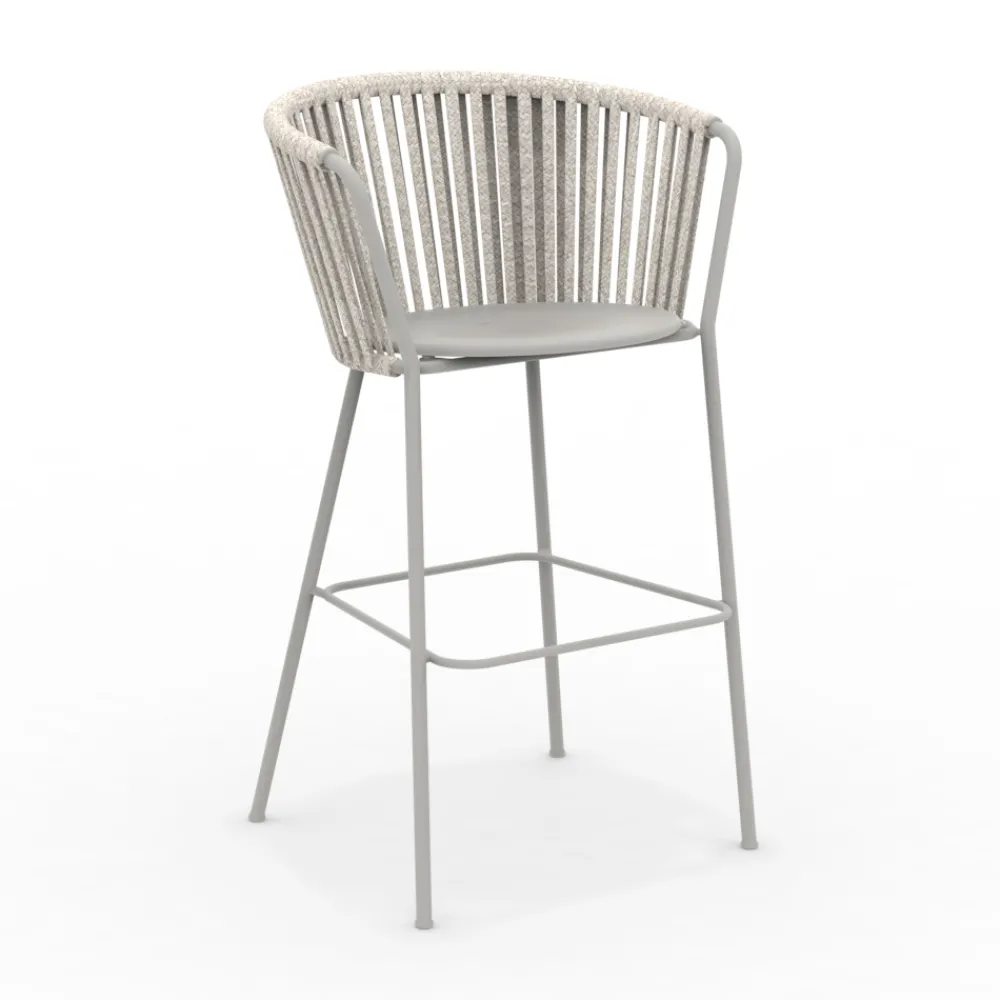 Viadurini in the Garden Outdoor Hocker-Gartenhocker aus Edelstahl und Seilrückenlehne - Luxura