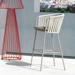 Viadurini in the Garden Outdoor Hocker-Gartenhocker aus Edelstahl und Seilrückenlehne - Luxura