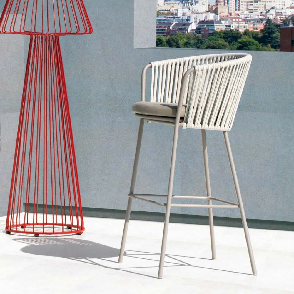 Viadurini in the Garden Outdoor Hocker-Gartenhocker aus Edelstahl und Seilrückenlehne - Luxura