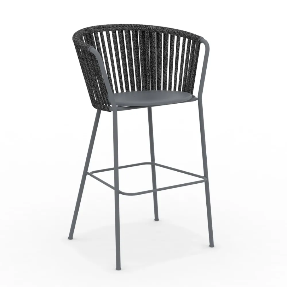 Viadurini in the Garden Outdoor Hocker-Gartenhocker aus Edelstahl und Seilrückenlehne - Luxura