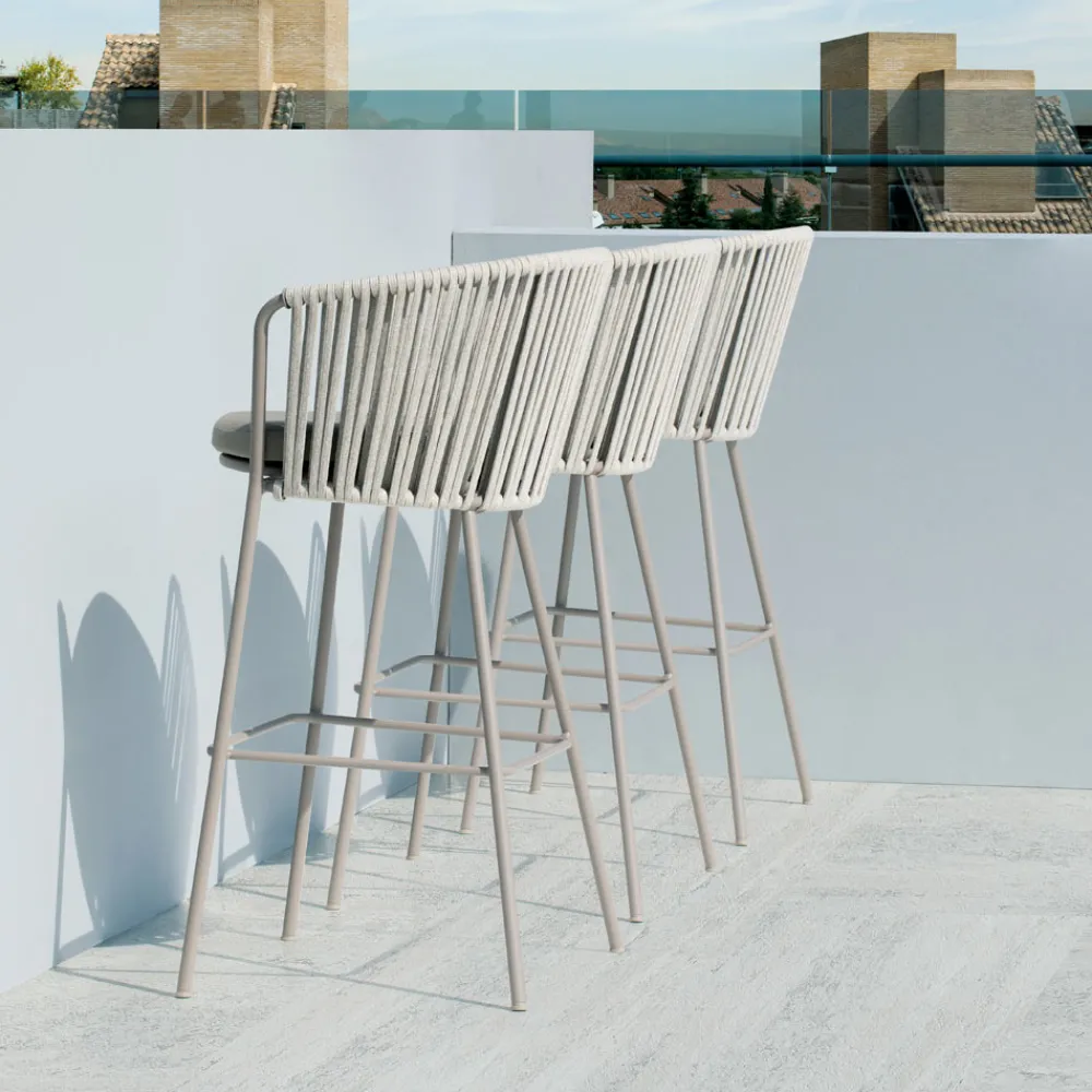 Viadurini in the Garden Outdoor Hocker-Gartenhocker aus Edelstahl und Seilrückenlehne - Luxura