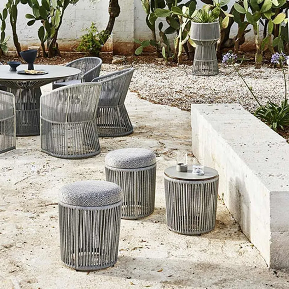 Varaschin Gartenideen-Gartenhocker mit Aluminium und Flechtkorb - Tibidabo von