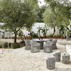 Varaschin Gartenideen-Gartenhocker mit Aluminium und Flechtkorb - Tibidabo von