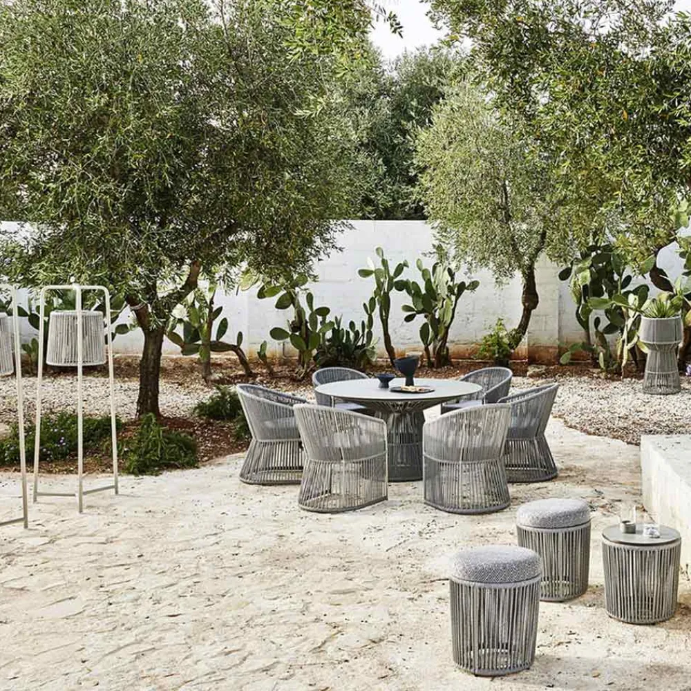 Varaschin Gartenideen-Gartenhocker mit Aluminium und Flechtkorb - Tibidabo von