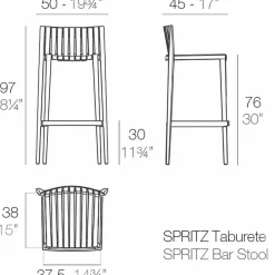 Vondom Outdoor Hocker-Gartenhocker Spritz von aus Polypropylen mit Glasfaser, 4 Stück