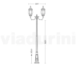 Viadurini Lighting Gartenlampion-Gartenlampe 2 Lichter im Vintage-Stil aus Aluminium, hergestellt in Italien – Leona