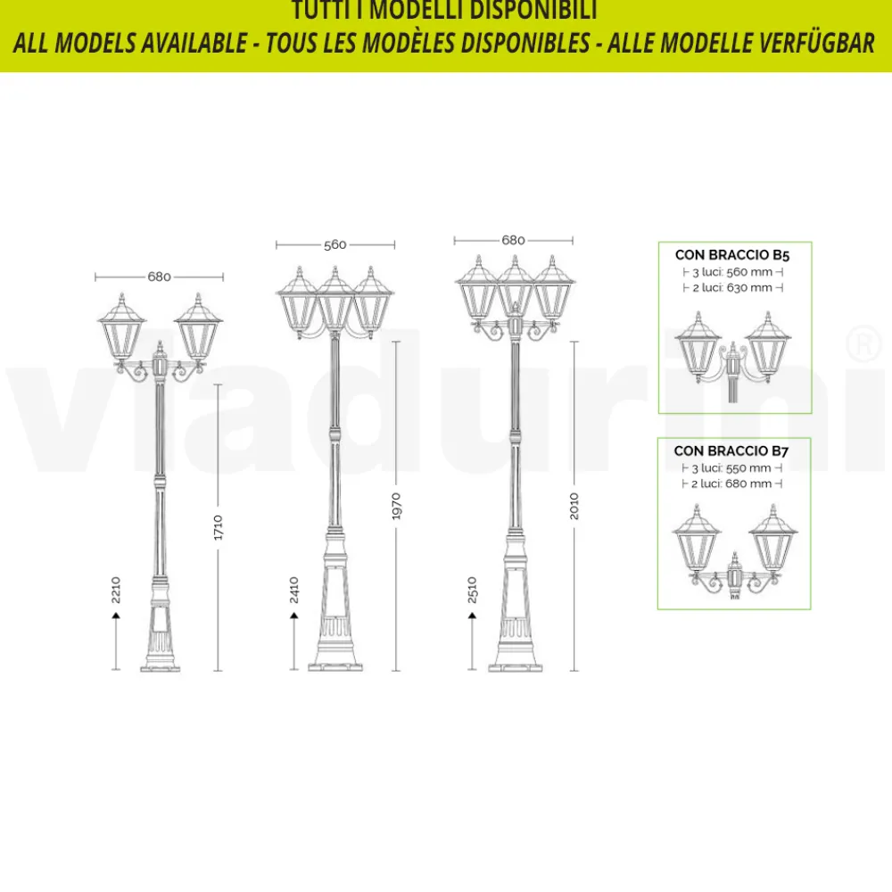 Viadurini Lighting Garten-Wandlampen-Gartenlampe aus transparentem Glas und 5 Aluminiumoberflächen - Pinako