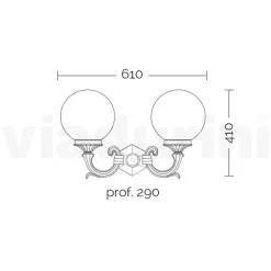 Viadurini Lighting Garten-Wandlampen-Gartenlampe mit 2 Acryllichtern und Aluminiumstruktur - Trovanero