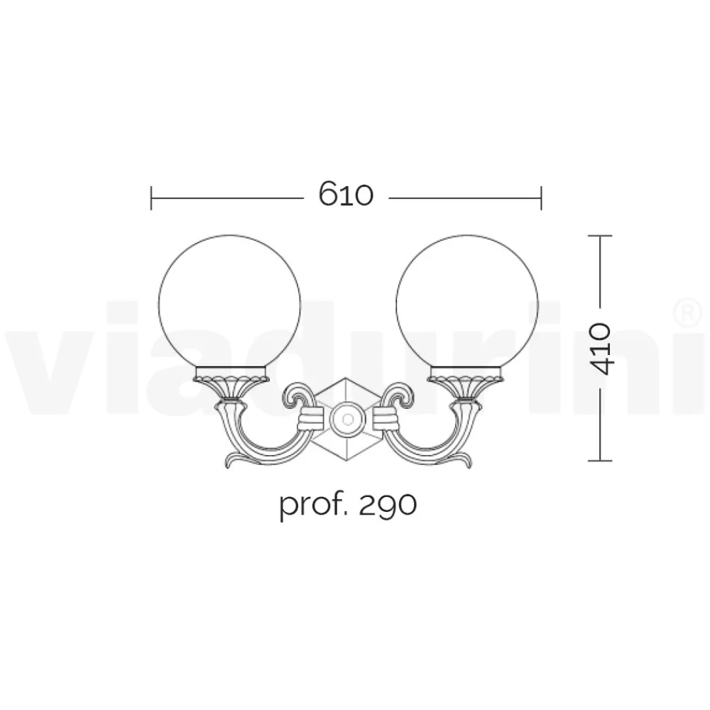 Viadurini Lighting Garten-Wandlampen-Gartenlampe mit 2 Acryllichtern und Aluminiumstruktur - Trovanero