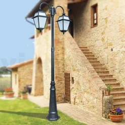 Viadurini Lighting Gartenlampion-Gartenlampe mit 2 Lichtern aus Aluminium und Glas, hergestellt in Italien – Vivian